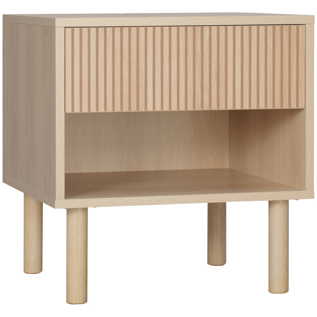 Table de chevet table de nuit avec tiroirs et niches, table d'appoint style moderne pour chambre à coucher, salon, dim. 47 x 47 x 50 cm, finition bois naturel