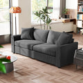 Canapé 3 places 212 cm avec 2 coussins à ressorts, tissu velours côtelé, pour salon, chambre, bureau à domicile, gris foncé