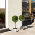 Lot de 2 plantes Artificielles avec fleurs de lavande, tronc et pot inclus - hauteur 60 cm vert