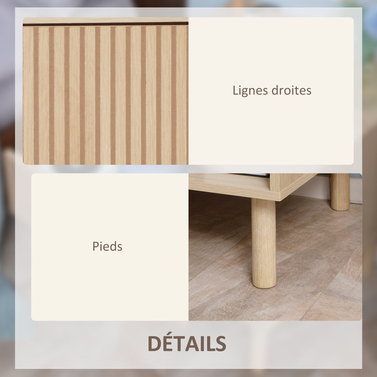 Table de chevet table de nuit avec tiroirs et niches, table d'appoint style moderne pour chambre à coucher, salon, dim. 47 x 47 x 50 cm, finition bois naturel