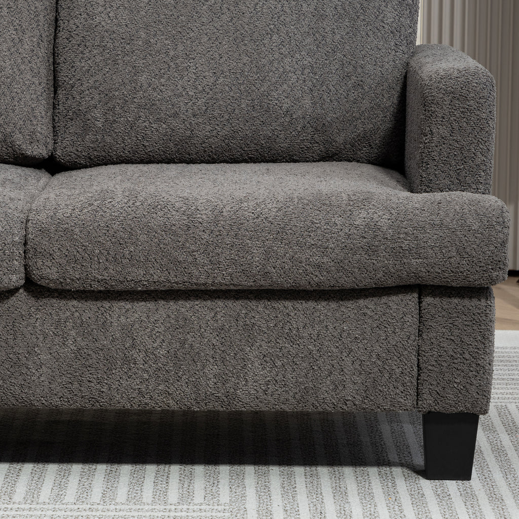 Canapé 2 places 120 cm avec coussins de dossier amovibles, tissu chenille pour salon, chambre, bureau, gris foncé