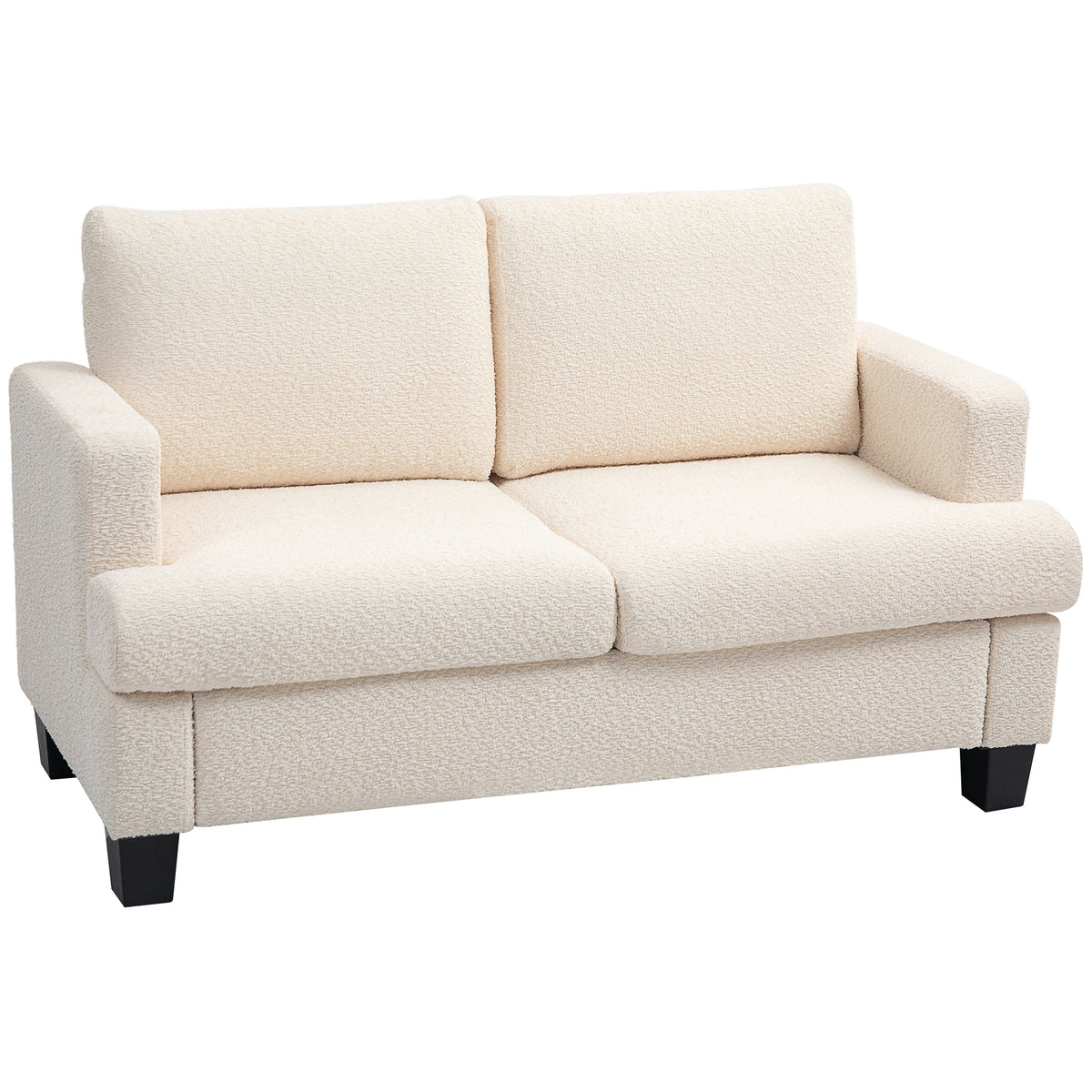 Canapé 2 places 120 cm avec coussins de dossier amovibles, tissu chenille pour salon, chambre, bureau, beige