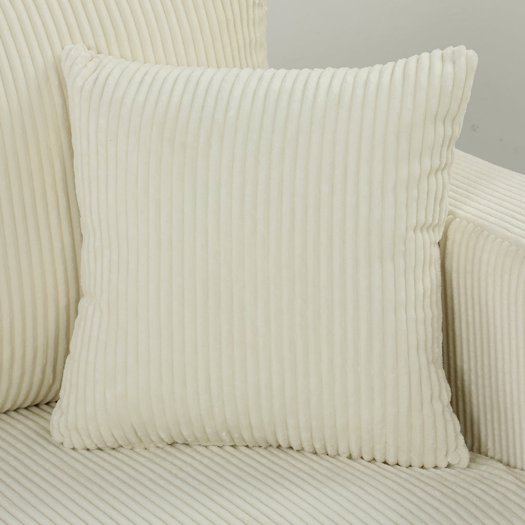 2-Sitzer-Sofa aus Cord, modernes Wohnzimmersofa 170 cm, breite Sitzfläche, Federkernpolsterung, Creme