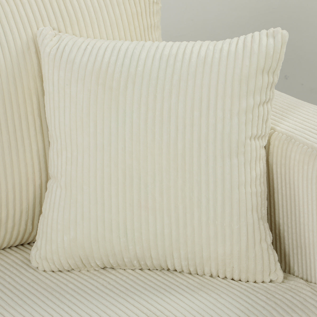 2-Sitzer-Sofa aus Cord, modernes Wohnzimmersofa 170 cm, breite Sitzfläche, Federkernpolsterung, Creme