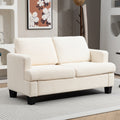 Canapé 2 places 120 cm avec coussins de dossier amovibles, tissu chenille pour salon, chambre, bureau, beige
