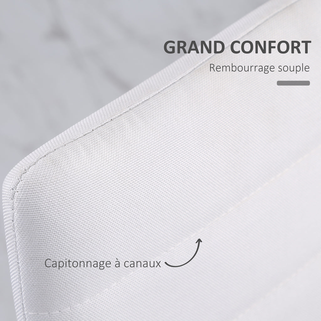 Lot de 4 chaises de salle à manger chaises de cuisine avec dossier haut pieds en métal et tissu en lin 41x50x97cm blanc