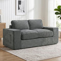 Canapé 2 Places en Chenille, Canapé de Salon 156 cm, Assise et Accoudoirs Larges Rembourrées, 2 Oreillers, Gris