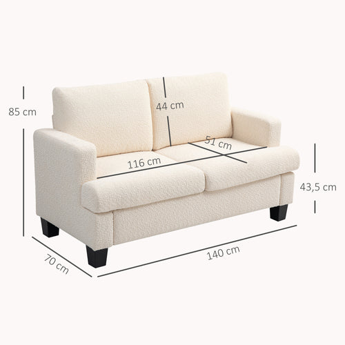 2-Sitzer-Sofa 120 cm mit abnehmbaren Rückenkissen, Chenille-Stoff für Wohnzimmer, Schlafzimmer, Büro, Beige