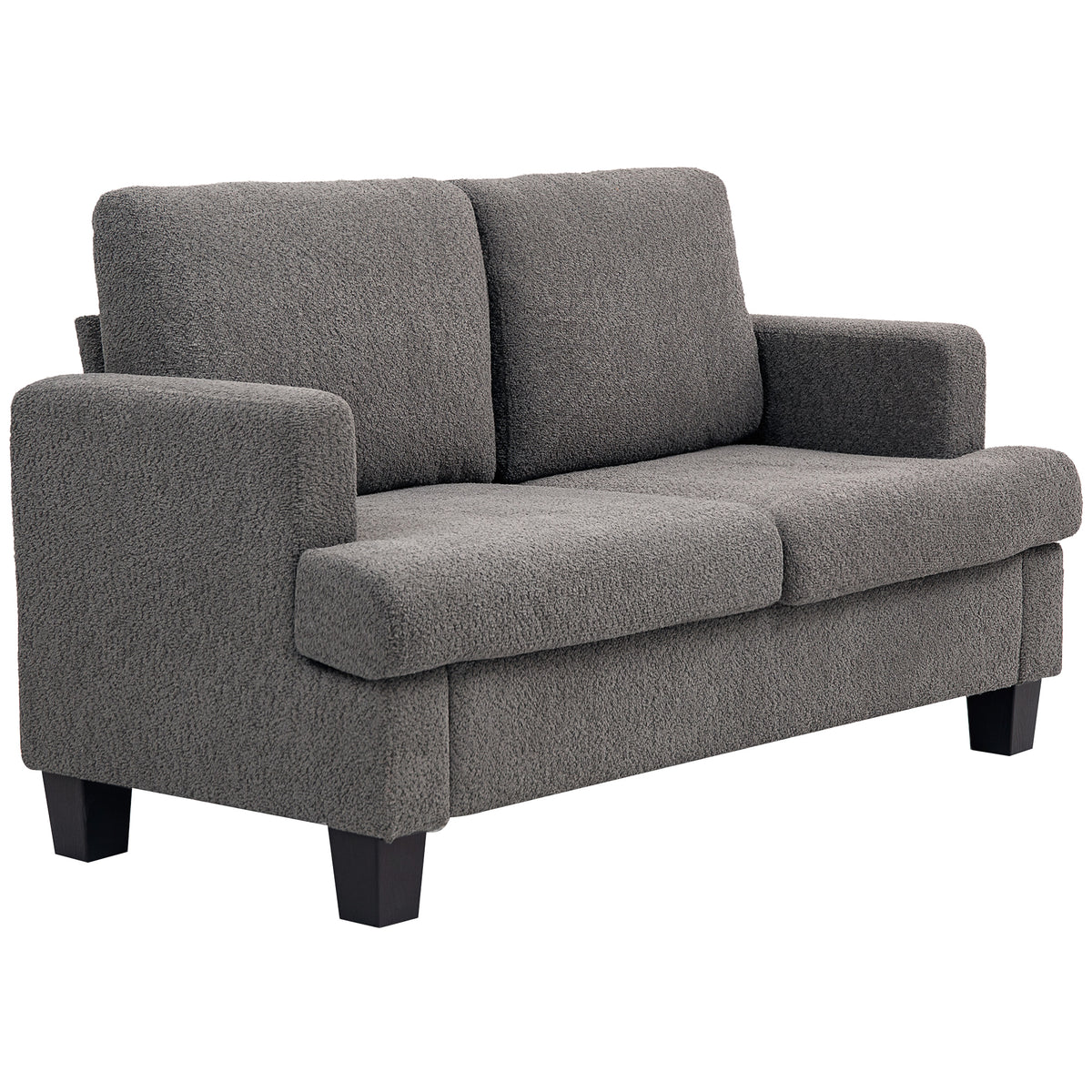 Canapé 2 places 120 cm avec coussins de dossier amovibles, tissu chenille pour salon, chambre, bureau, gris foncé