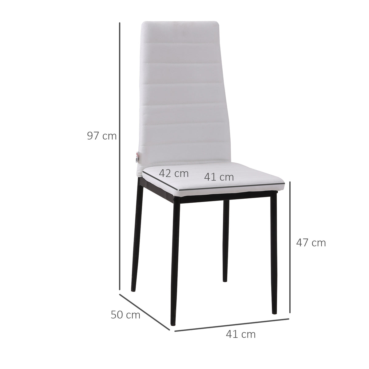 Lot de 4 chaises de salle à manger chaises de cuisine avec dossier haut pieds en métal et tissu en lin 41x50x97cm blanc