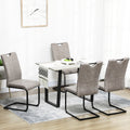 Lot de 4 chaises de salle à manger revêtement microfibre avec pieds luge en acier et poignée 43 x 58,5 x 99,5 cm marron