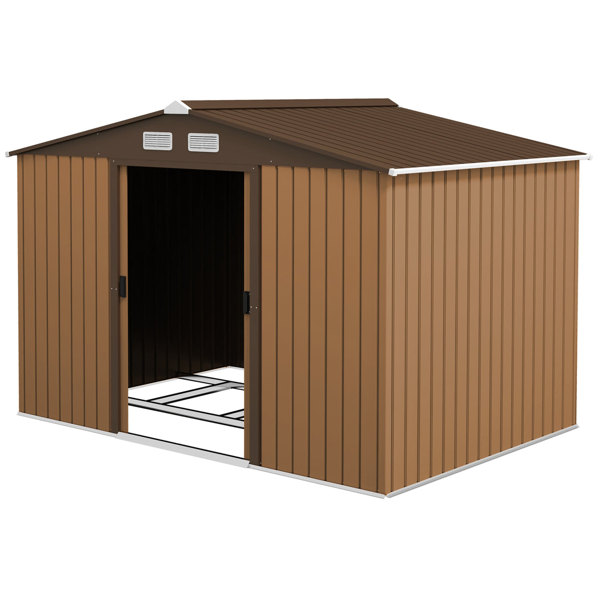 Gartenhaus 4,9 m² Geräteschuppen Gartenschrank Schiebetür Belüftung Stahlblech Gelb