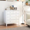 Commode à 5 tiroirs, meuble de rangement, avec poignées, glissières métalliques,  en bois, 79l x 39,5P x 80,5H cm, blanc