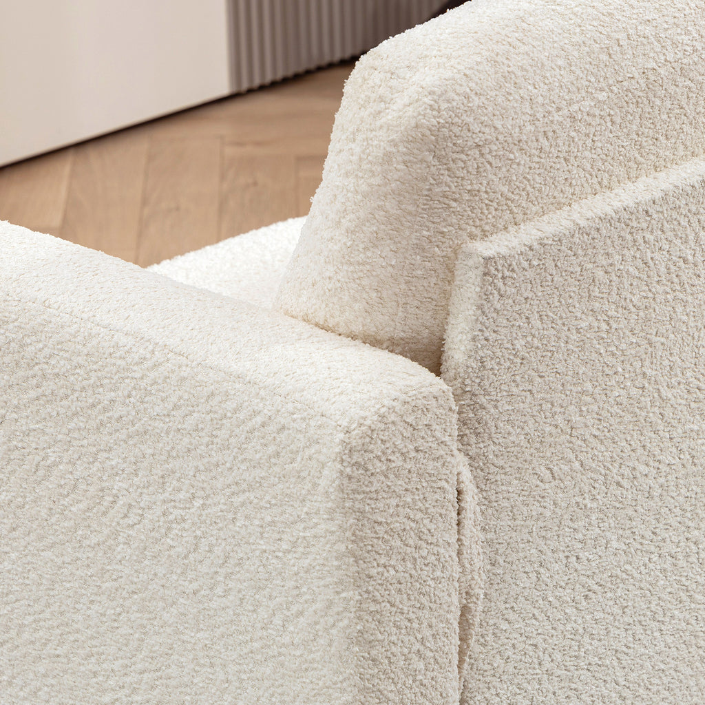 Canapé 2 places 120 cm avec coussins de dossier amovibles, tissu chenille pour salon, chambre, bureau, beige