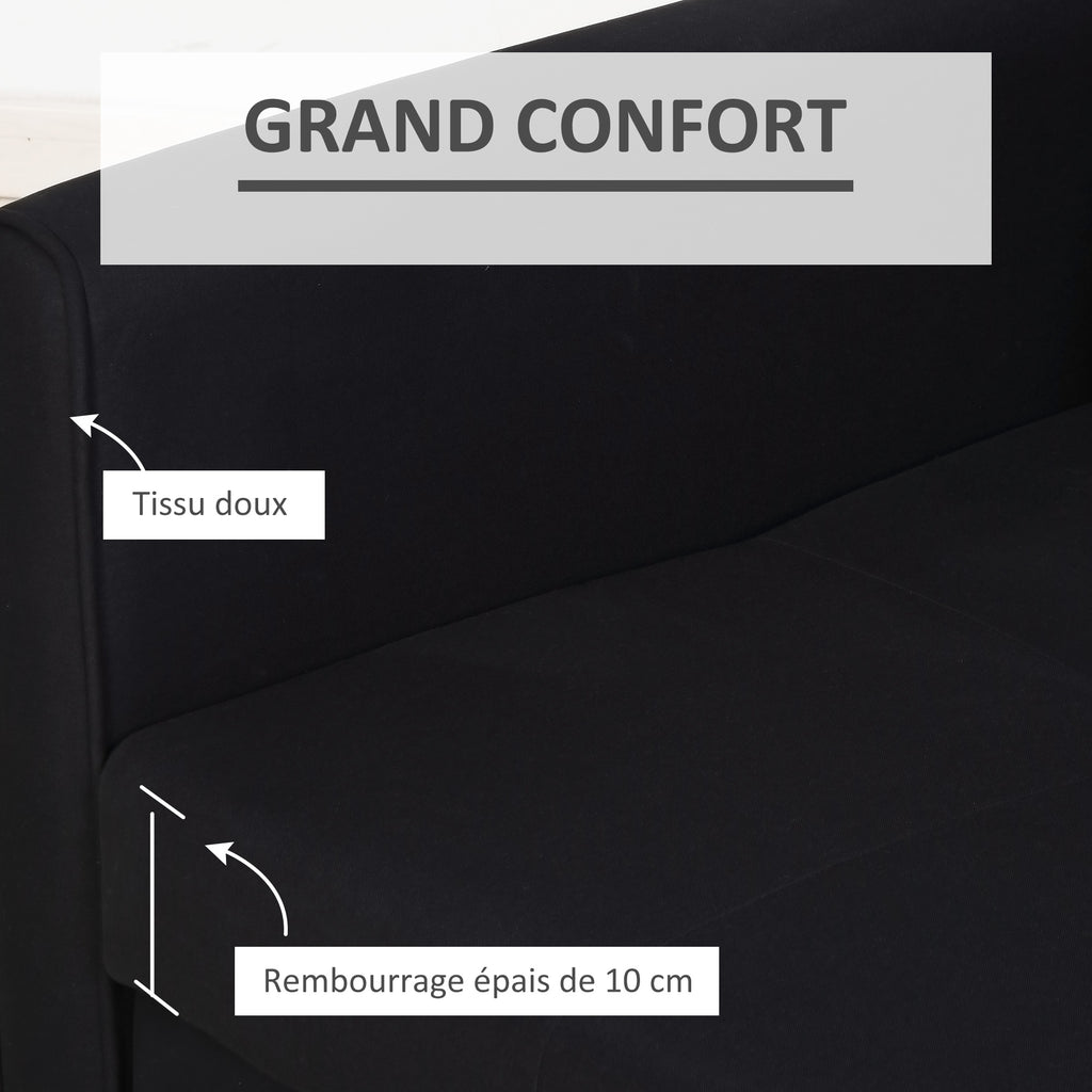 Canapé-lit 2 places convertible 2 en 1 avec 2 coussins et coffre de rangement intégré 152 x 101 x 81 cm gris foncé