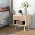Table de chevet table de nuit avec tiroirs et niches, table d'appoint style moderne pour chambre à coucher, salon, dim. 47 x 47 x 50 cm, finition bois naturel