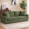 Canapé 3 places 212 cm avec 2 coussins à ressorts, tissu velours côtelé, pour salon, chambre, bureau à domicile, vert