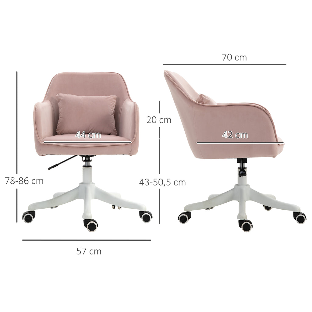 Chaise de bureau velours fauteuil bureau massant coussin lombaire intégré hauteur réglable rose poudré