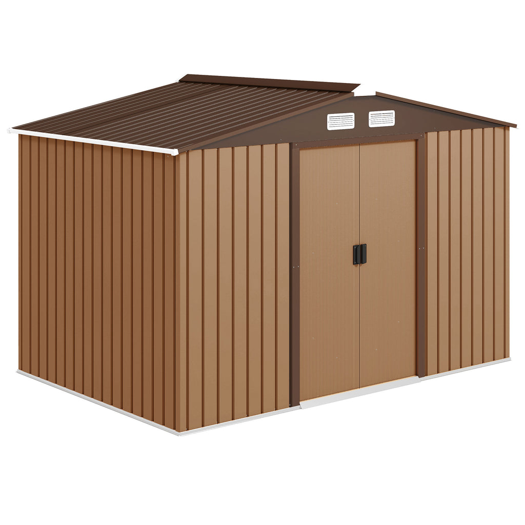 Gartenhaus 4,9 m² Geräteschuppen Gartenschrank Schiebetür Belüftung Stahlblech Gelb