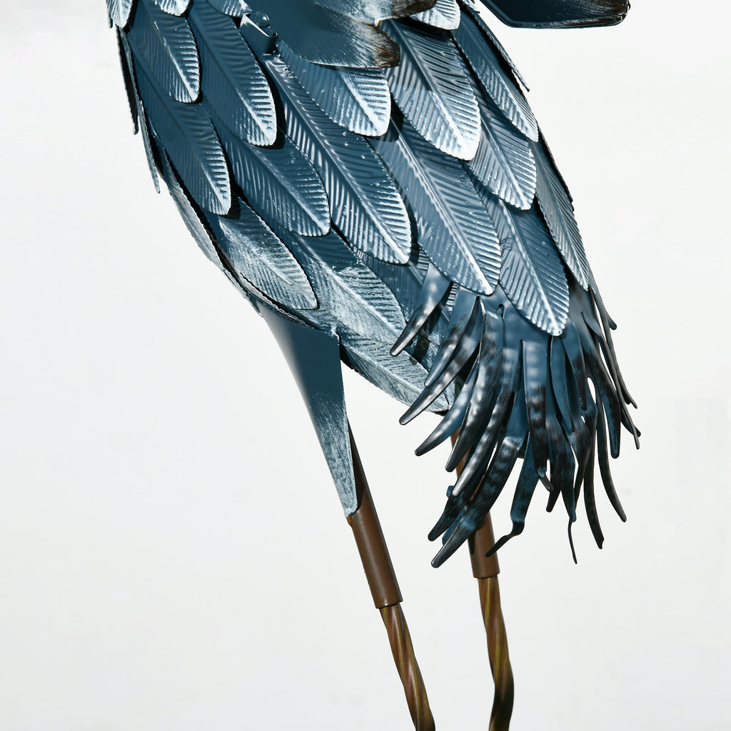 2er-Set Gartenstatuen: Reiher-Skulpturen aus Stahl für Teich, Terrasse, Veranda, Rasen, 74/70 cm, bunt