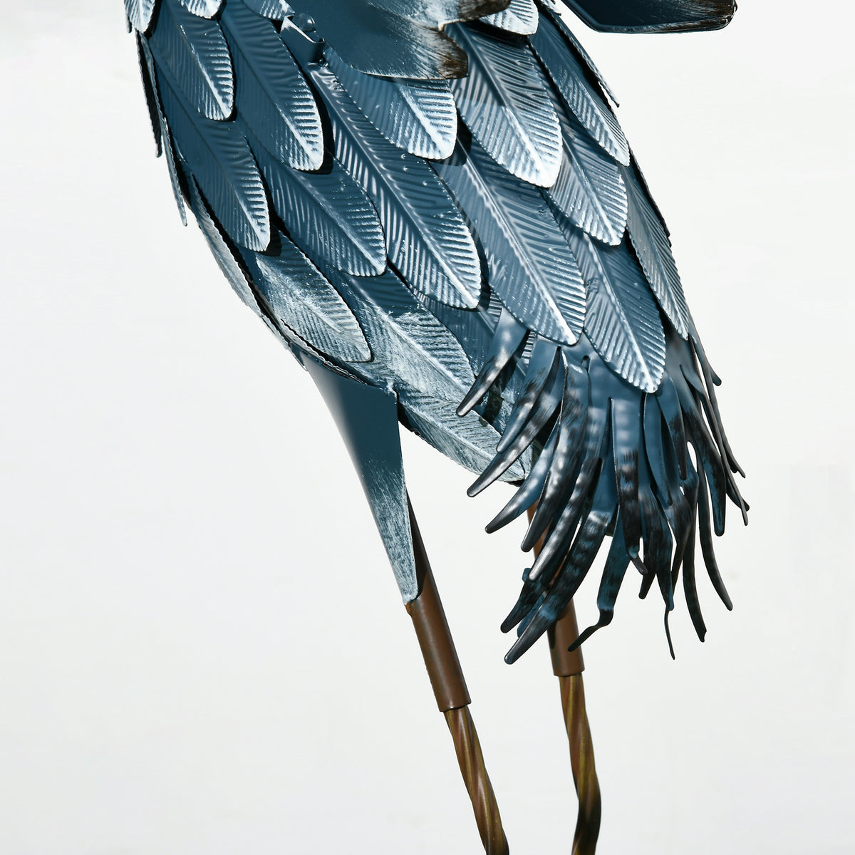 2er-Set Gartenstatuen: Reiher-Skulpturen aus Stahl für Teich, Terrasse, Veranda, Rasen, 74/70 cm, bunt
