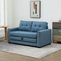 Canapé droit convertible 2 places - dossier capitonné - 147,5 x 75 x 85 cm - bleu