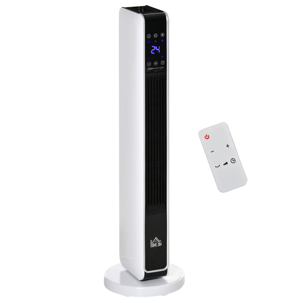 Chauffage électrique soufflant oscillant 1100/2200 W, céramique PTC, télécommande incluse, minuterie 8h, 21 x 21 x 73 cm