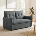 Canapé 2 places, canapé de salon moderne 131 cm avec assise rembourrée, coussins à ressorts, tissu en lin, gris foncé