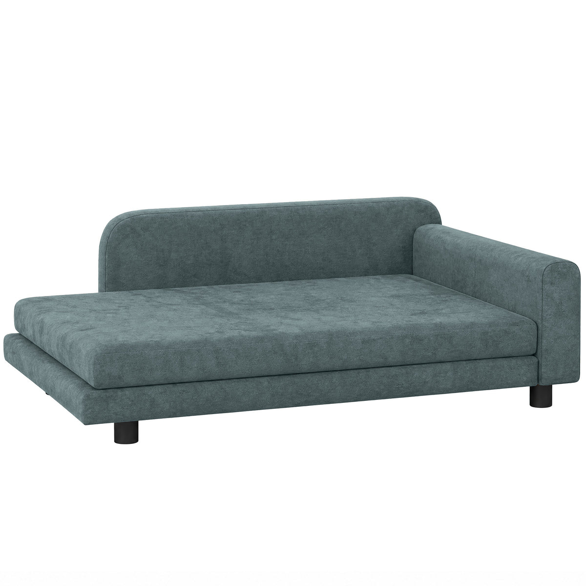 Hundesofa Hundebett abnehmbares waschbares Kissen hohe Rückenlehne Armlehnen Samt 101x66x34,5cm Grau