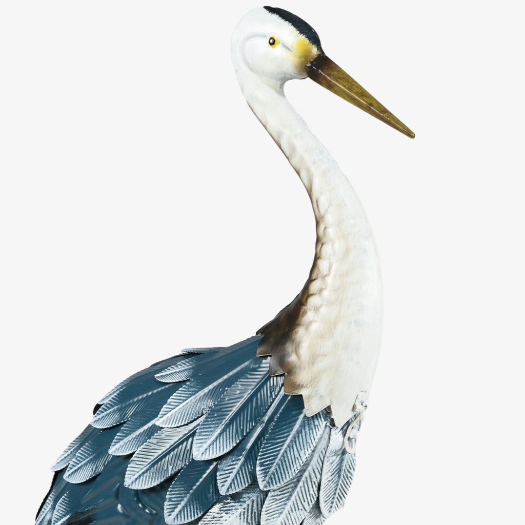 2er-Set Gartenstatuen: Reiher-Skulpturen aus Stahl für Teich, Terrasse, Veranda, Rasen, 74/70 cm, bunt