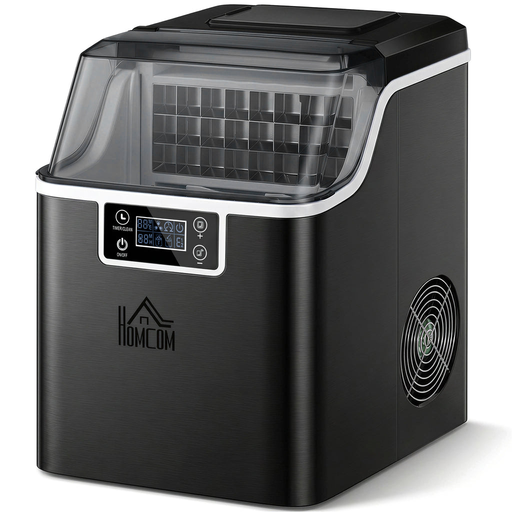 Eiswürfelmaschine, 20 kg in 24 Std., 24 Eiswürfel in 14-18 Min., Ice Maker mit Selbstreinigungsfunktion, 25,2x36x37,1 cm, schwarz
