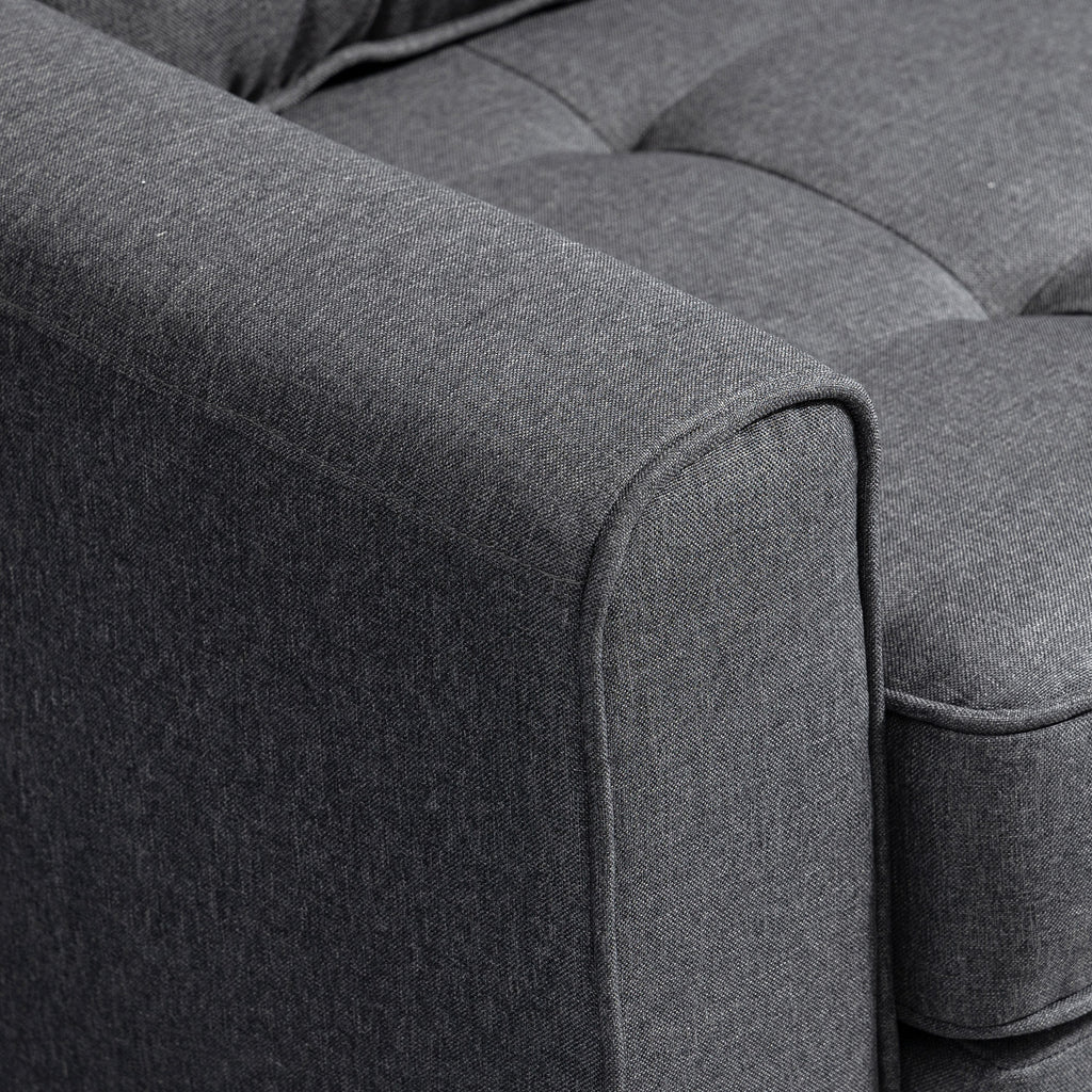 Canapé droit convertible 2 places - dossier capitonné - 147,5 x 75 x 85 cm - gris
